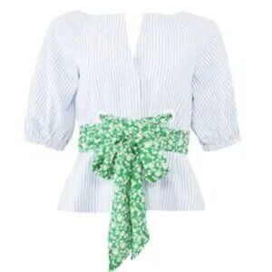 Tanya Taylor Striped Suma Top with Contrast Tie - Size 6